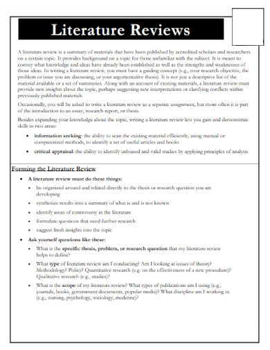 what is literature review pdf free download