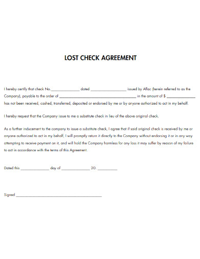 lost check agreement
