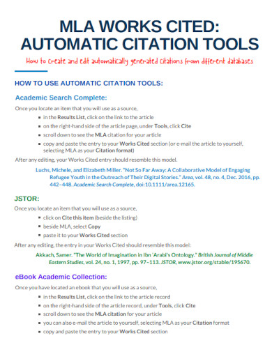 mla automatic citation sample