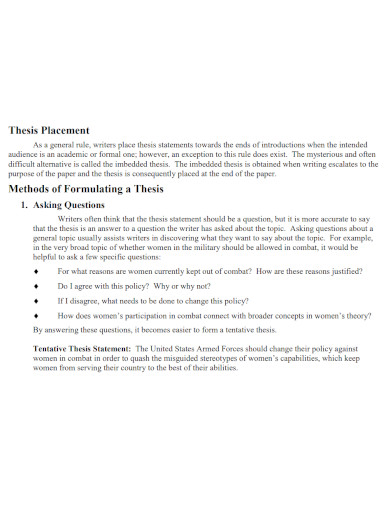methods of formulating a thesis
