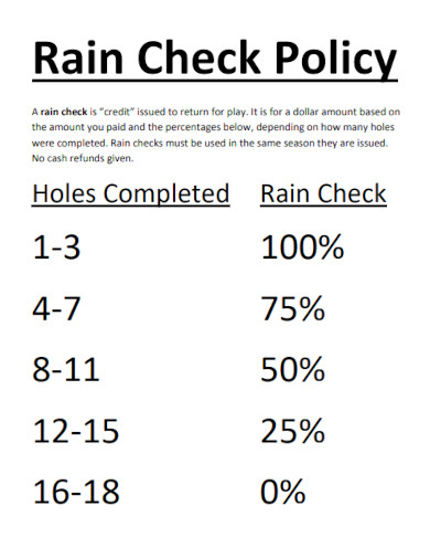 rain check policy