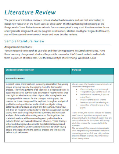 sample literature review example