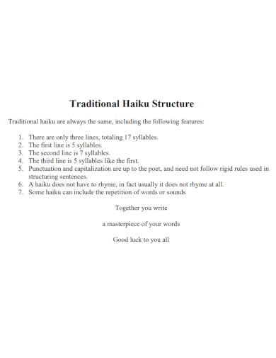 traditional haiku structure