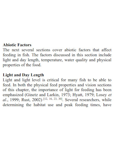 abiotic factors affect feeding in fish