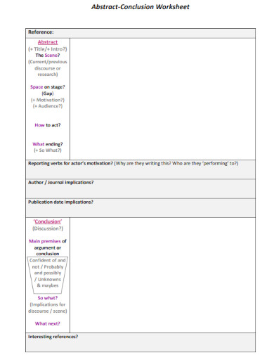 abstract conclusion worksheet