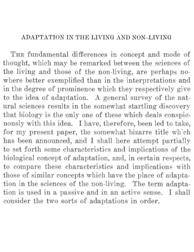 adaptation in the living and non living
