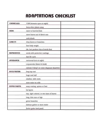 adaptations checklist