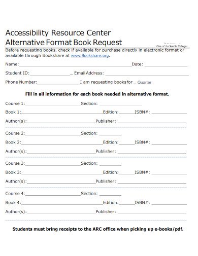 alternative book request format