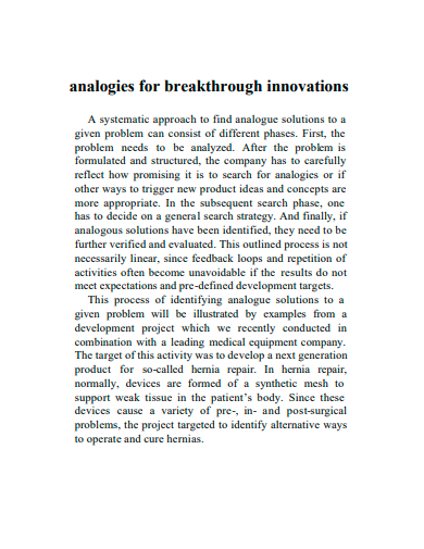 analogies for breakthrough innovations