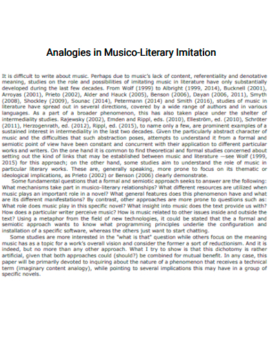 analogies in musico literary imitation