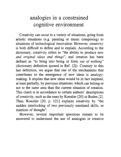 analogies in a constrained cognitive environment