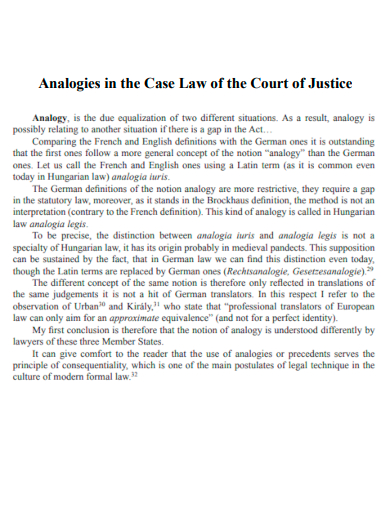 analogies in the case law of the court of justice