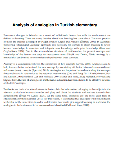 analysis of analogies in turkish elementary