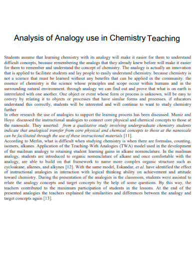 analysis of analogy use in chemistry teaching
