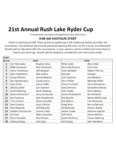 annual rush lake ryder cup