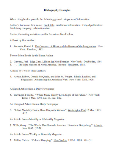 bibliography examples pdf