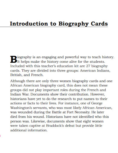 biography cards