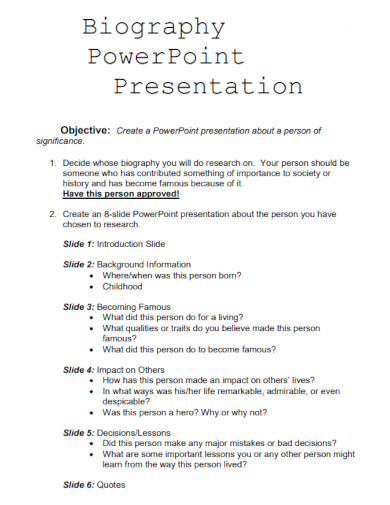 biography powerpoint presentation