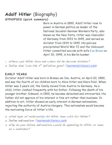 biography of adolf hitler