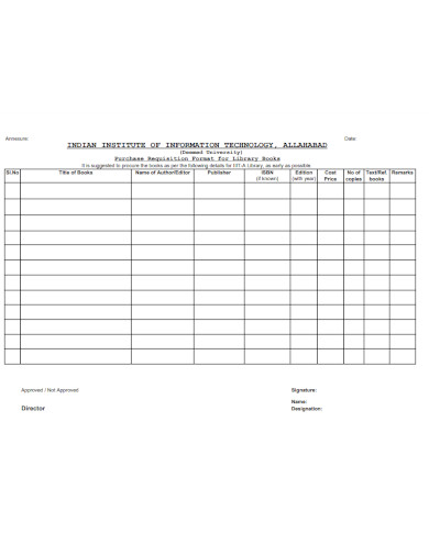 book requisition format