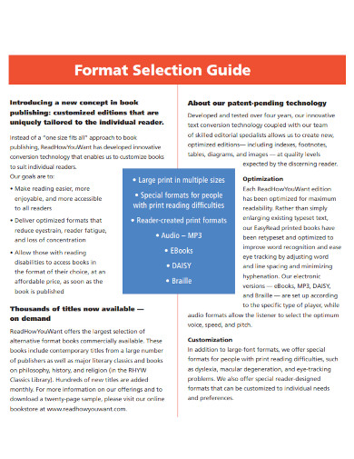 booking format selection guide