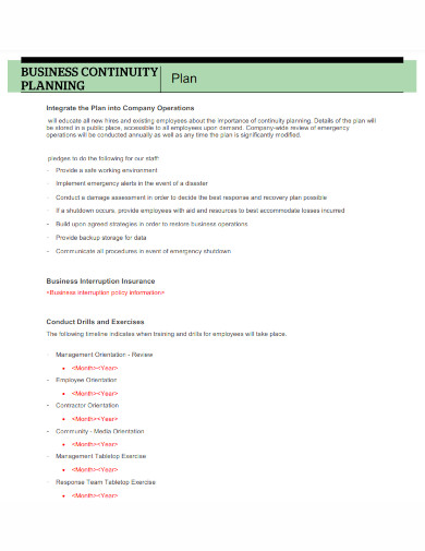business service continuity plan