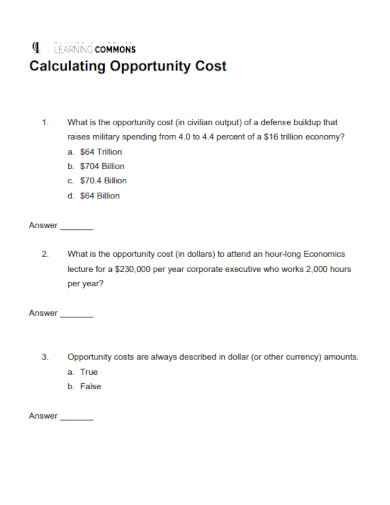 calculating opportunity cost