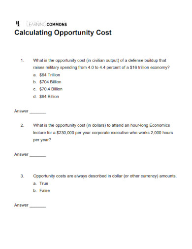 Opportunity Cost - 99+ Examples, Format, How to Calculate, PDF