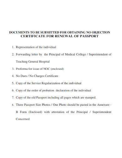 certificate of renewal of passport