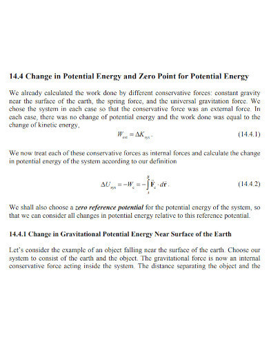 change in potential energy