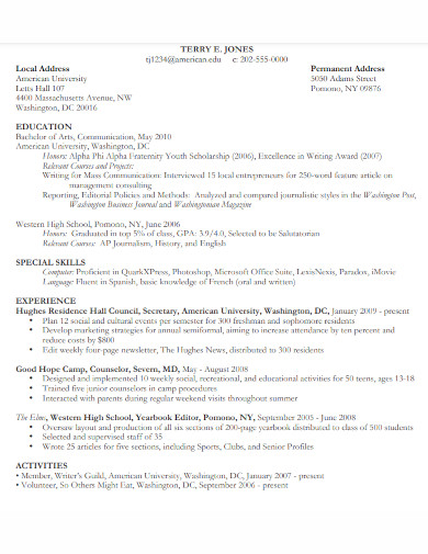chronological resume introduction