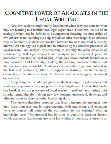 cognitive power of analogies in the legal writing