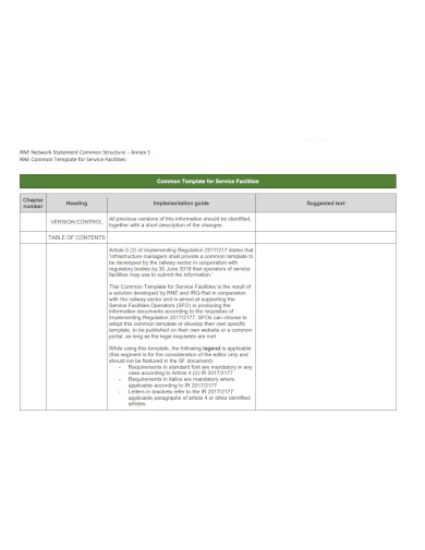 common for service facilities template