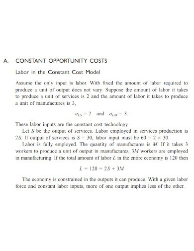 constant opportunity cost