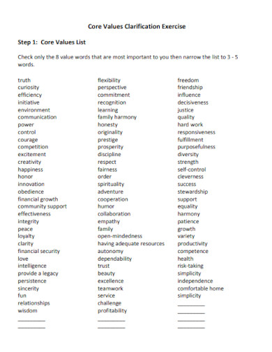 Core Values - Examples, PDF | Examples