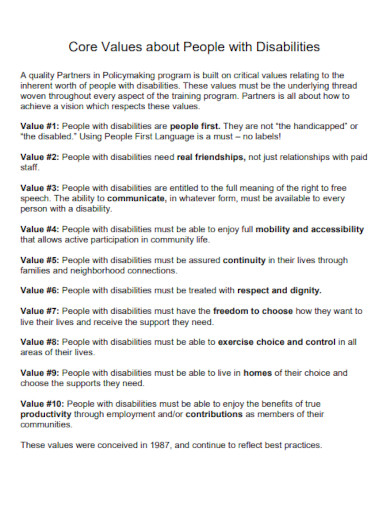 core values about people