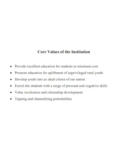 core values of the institution pdf