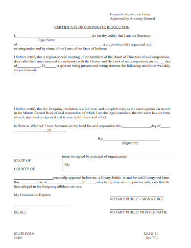 corporate resolution form