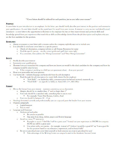cover letter writing packet 