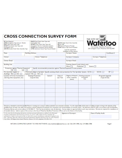 cross connection survey form
