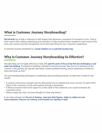 customer journey storyboard