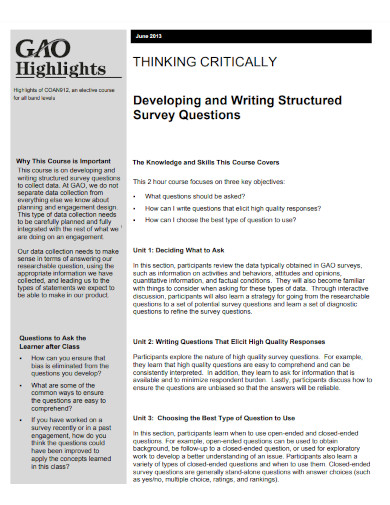 developing structured survey questions