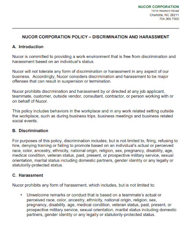 discrimination and harassment template 