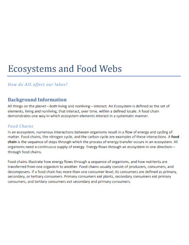 ecosystems and food webs
