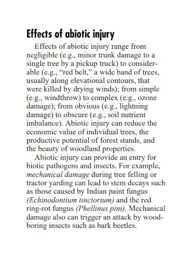 effects of abiotic injury factors
