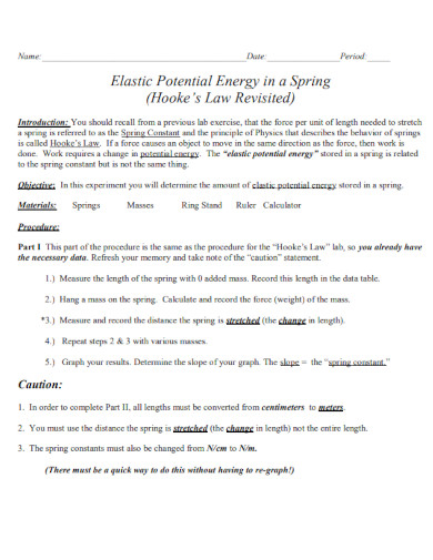 elastic potential energy in a spring