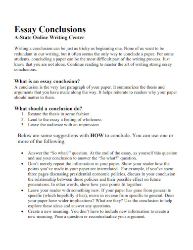 conclusion essay example pdf