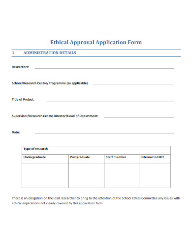 ethical approval application form