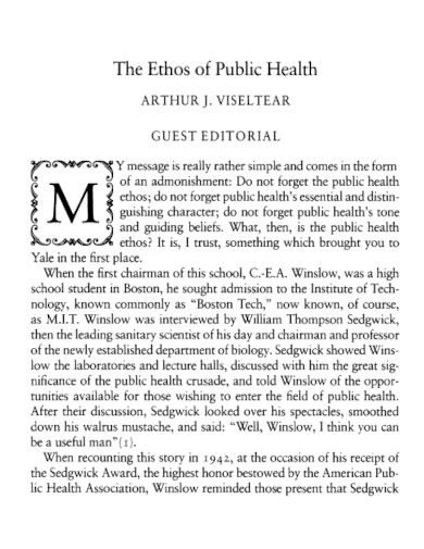 ethos of public health