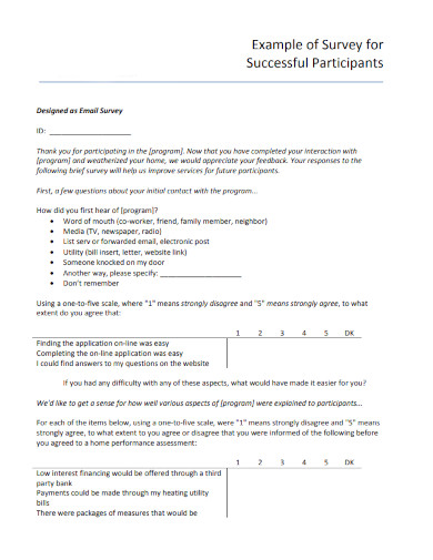 example of survey for successful participants